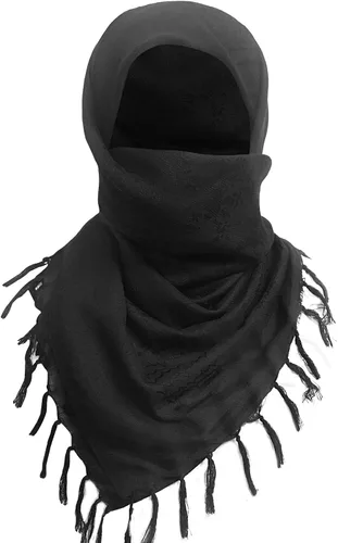 Miniatura 3 de LOLAT Bufanda Shemagh de algodón, militar, táctica, desierto, keffiyeh, pañuelo árabe, bufandas con borlas para hombres y mujeres