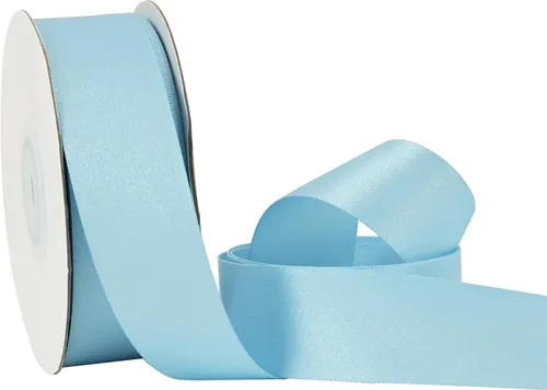Miniatura 9 de HUIHUANG Cinta azul bebé de 1 pulgada x 20 yardas, cinta de satén gruesa brillante de lujo de doble cara para baby shower, manualidades y lazos