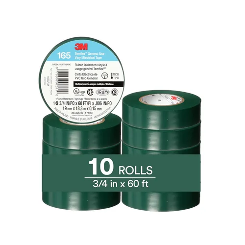 Miniatura 15 de 3M Temflex Cinta Eléctrica de Vinilo Multiusos 165, Blanca, 3/4 pulg x 60 pies (19 mm x 18 m), Paquete de 10 Rollos Blanco