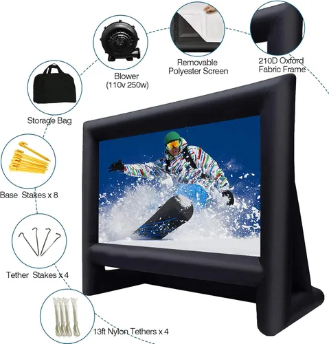 Miniatura 3 de XHYCPY Pantalla de proyector inflable de 21 pies para exteriores, pantalla de película inflable frontal y trasera para noche de cine en el patio