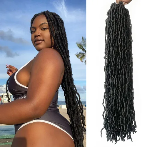 Miniatura 12 de 36 pulgadas, 7 paquetes de rastas suaves de ganchillo de cabello entero, no extendidas, largas y largas, trenzas de pelo sintético preenrolladas, 1b