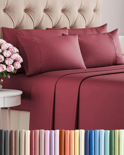 Miniatura 13 de Juego de sábanas Queen de 6 piezas, sábanas tamaño Queen, ropa de cama suave de lujo de hotel, refrescante, cómoda y transpirable, 1 encimera, 1 26