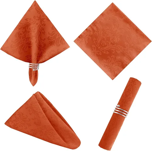Miniatura 23 de Servilletas cuadradas de jacquard blanco, servilletas de poliéster suave resistentes a las arrugas con diseño damasco, servilletas de tela