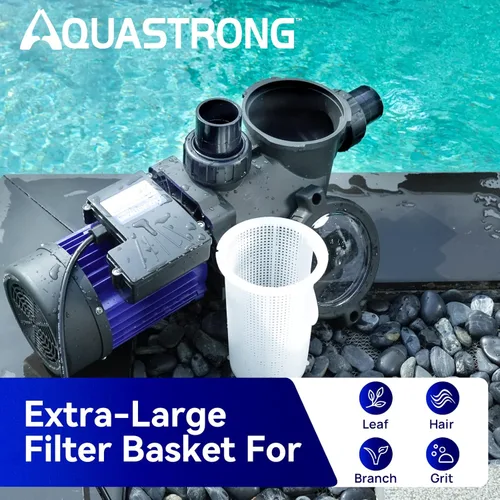 Miniatura 6 de Aquastrong - Bomba de piscina de 2 HP para interior/sobre el suelo, una sola velocidad, 220 V, 8917 GPH, alto flujo, potentes bombas de piscina