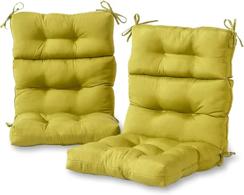 Miniatura 31 de Cojines para silla de respaldo alto para exteriores, diseño de asiento y respaldo con bisagras de una pieza, reversibles con 4 lazos, tela