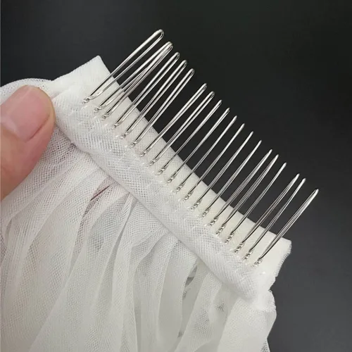 Miniatura 5 de Haraty velos de novia de cristal cortos de 1 nivel de malla suave con peine fiesta de boda velo de novia accesorios para el cabello para mujeres