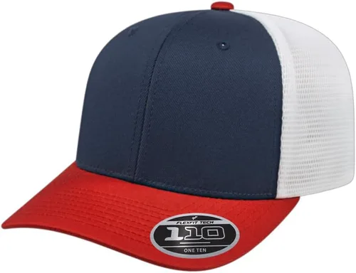 Miniatura 48 de Cap America i8502 Flexfit 110 Premium - Gorra de camionero de perfil medio con 6 paneles de malla trasera con protección UV y cierre ajustable Azul