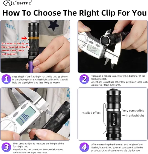 Miniatura 7 de Paquete de 10 linternas B101 – Clip duradero de acero inoxidable para bolígrafo y clip para tapa, cómodo de llevar