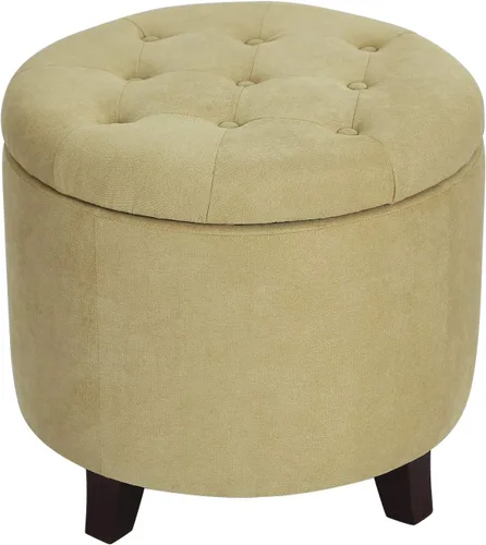 Miniatura 20 de Adeco Otomana redonda de almacenamiento, taburete tapizado para maquillaje, taburete de terciopelo para dormitorio, dormitorio
