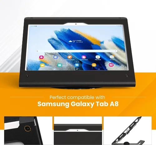 Miniatura 4 de Soporte para tableta compatible con Samsung Galaxy Tab A8 - Acero resistente con base giratoria de 360° con bloqueo de cable antirrobo BSC102BG