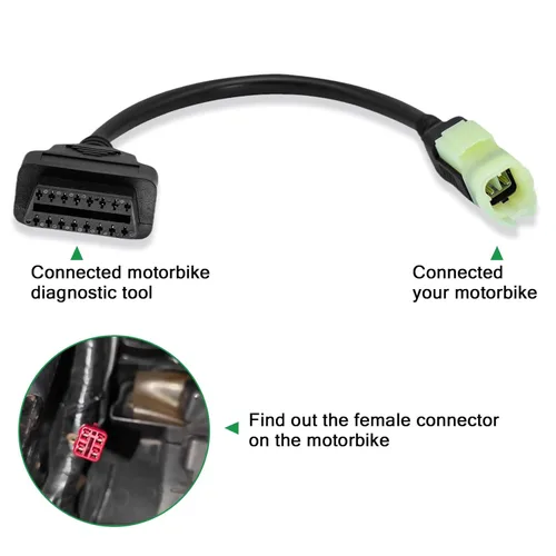 Miniatura 3 de Adaptador OBD2 para Honda de 4 pines a 16 pines cable de diagnóstico de motocicleta, compatible con CBR1000RR/CBR600RR/VFR 800/CRF1000/CB1100/NC750
