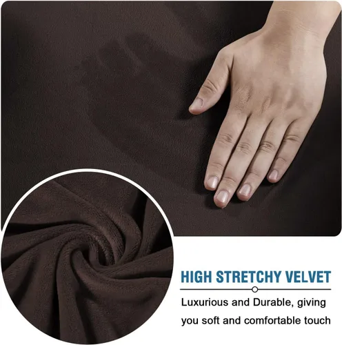 Miniatura 5 de H.VERSAILTEX Fundas de Sofá Elásticas de Terciopelo Real Suave de 3 Piezas Fundas de Sofá para Sofá de 2 Cojines Fundas de Loveseat con Ancho