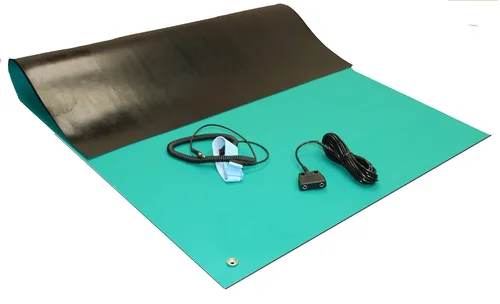 ESD Mat Kit - Tapete de mesa antiestático - Tapete de soldadura resistente al calor - con una correa para la muñeca y conexión a tierra de doble