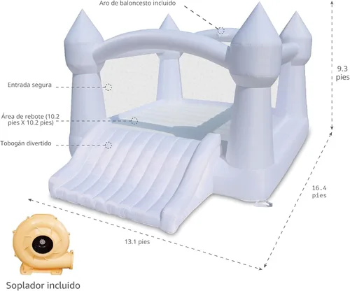 Miniatura 9 de Bounceland Party Castle Daydreamer Cloud Bounce House, 16.4 pies de largo x 13.1 pies de ancho x 9.3 pies de alto, aro de baloncesto, soplador