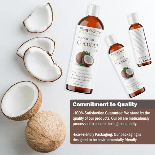 Miniatura 8 de Plant Guru Aceite de coco fraccionado 16 fl. oz. 100% puro MCT natural portador – Crema hidratante para piel, cara, cuerpo, masaje y crecimiento