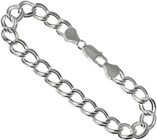 Miniatura 2 de Pulsera de plata de ley con doble eslabón, 0.209in 0.433in, varios tamaños