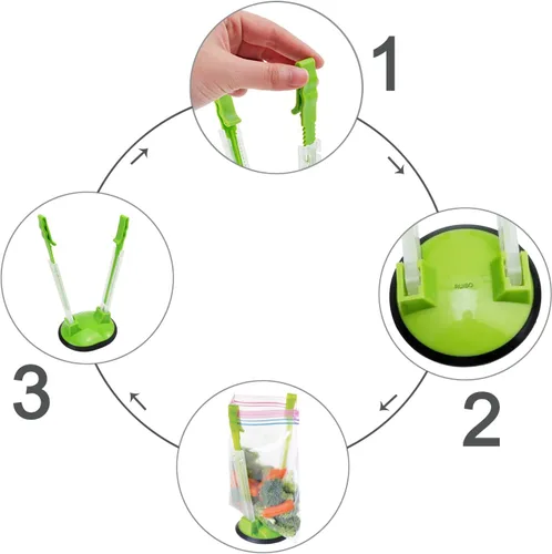 Miniatura 3 de Ruibo Soporte de estante holgado para preparación de alimentos/bolsa Ziplock, planificación de comidas/soporte de plástico para bolsas
