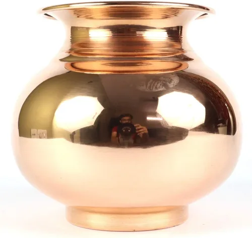 Miniatura 6 de ASHIRWAD Cobre puro Lota Kalash Gadvi para Pooja Hindú Oración Kalash Arti Puja Pot para nuevo hogar AE000026-05 (1.0 L)