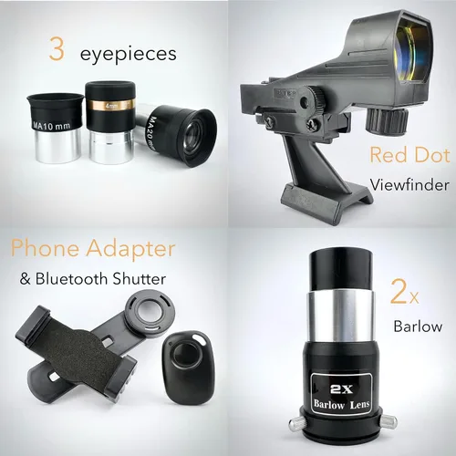 Miniatura 6 de SpectrumOI Telescopio para niños, telescopio para adultos, regalos de astronomía, telescopio para niños de 8 a 12 años, telescopio reflector