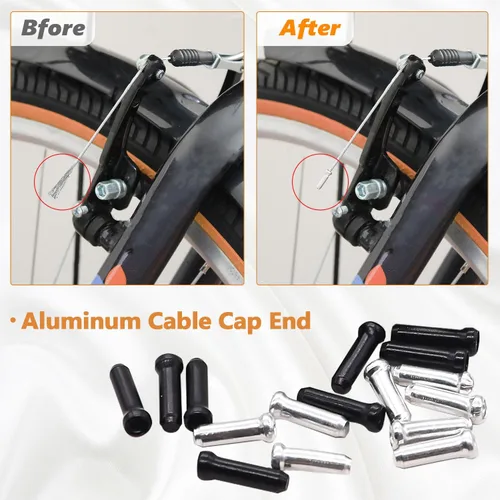 Miniatura 5 de mankk Kit universal de 73 piezas de cables de freno de bicicleta y kit de repuesto de carcasa de acero inoxidable para bicicleta de bicicleta Kit