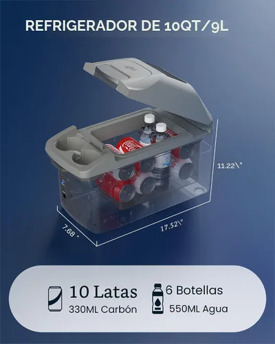 Miniatura 3 de Upstreman Enfriador y calentador eléctrico de 10 cuartos (9 L) de capacidad, refrigerador termoeléctrico para automóvil con correa para el hombro