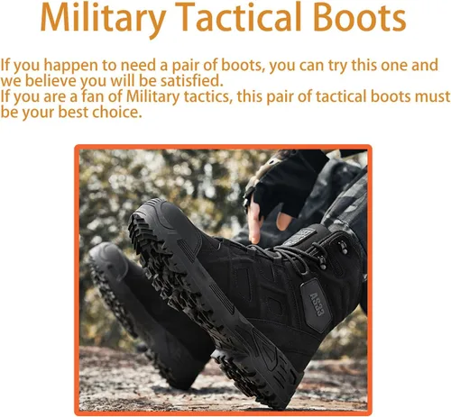 Miniatura 3 de Kervaky Botas tácticas para hombre, botas militares, botas de trabajo, botas de desierto, botas duraderas, botas de senderismo, botas de combate