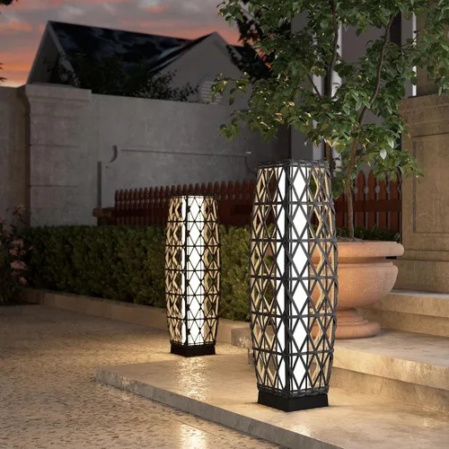 Miniatura 18 de Lámpara de pie para exteriores Grand Patio, lámpara de pie solar, resistente al agua, de mimbre, lámpara colgante para terraza, luces decorativas