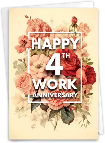 Miniatura 10 de NobleWorks Tarjeta de felicitación de 4º aniversario (compañero de trabajo) con sobre de 5 x 7 pulgadas para hombres, mujeres (1 tarjeta) 4 años
