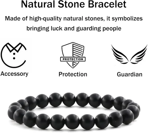 Miniatura 3 de Ouubuuy Pulsera elástica de cuentas de piedra natural de 0.315in para hombres y mujeres, pulseras de cuentas de piedras preciosas de cristal curativo