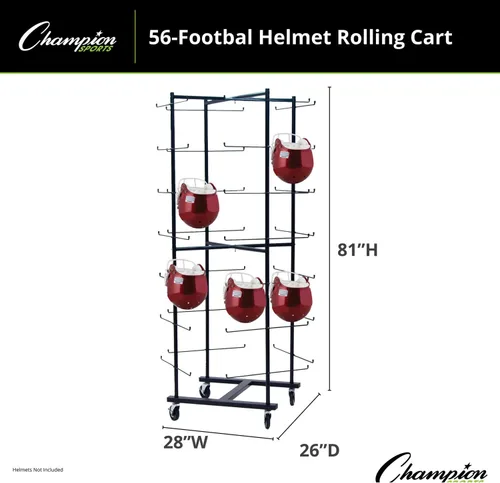 Miniatura 3 de Champion Sports Estante de casco de fútbol resistente con ruedas giratorias