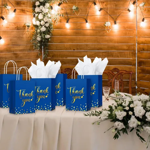 Miniatura 6 de Tinlade 30 bolsas de regalo de agradecimiento con papel de seda dorado con asa para graduación, negocios, compras, boda, ducha, regalos de fiesta