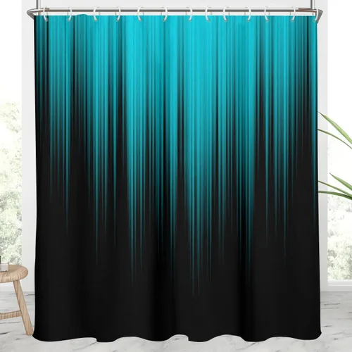 Miniatura 38 de AAtter - Cortina de ducha negra y gris con arte abstracto ombre gótico gótico estético para hombres, extra larga XL grande, de tela para decoración
