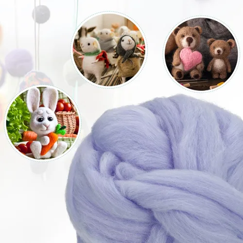 Miniatura 51 de uxcell Lana de fieltro con aguja, hilo de lana de fibra natural de 3.5 onzas para fieltro húmedo, manualidades, materiales de bricolaje