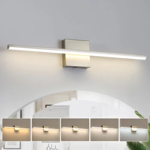 Miniatura 19 de Lámpara de tocador de baño moderna de 24 pulgadas, lámpara de baño negra de 18W sobre espejo, aplique de pared LED regulable de 5CCT para espejo