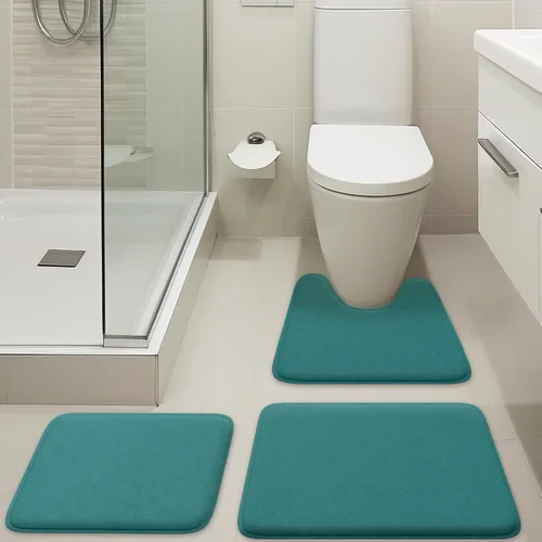 Miniatura 38 de Alfombra de baño de lujo – 1 pieza de alfombrilla de baño de espuma viscoelástica, antideslizante y ultrasuave, altamente absorbente, fácil