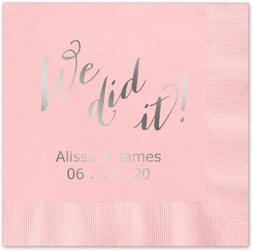 Miniatura 5 de We Did It - Servilletas de cóctel personalizadas, 100 servilletas negras de papel de 3 capas impresas en papel acuñado, plegadas de 4 3/4 x 4 3/4