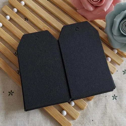 Miniatura 2 de 200 etiquetas de regalo de papel con 200 cuerdas de algodón negro, etiquetas colgantes en blanco para regalo de boda, vacaciones (negro)