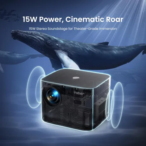 Miniatura 7 de [Enfoque automático y soporte Keystone/4K] Proyector inteligente YABER U11 con aplicaciones integradas y Wi-Fi 6, altavoces estéreo duales