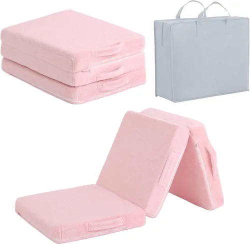 Miniatura 15 de Tiita Colchón de suelo plegable para niños, futón de felpa o tapete de suelo con bolsa de almacenamiento, tapete para siesta de piso para niños