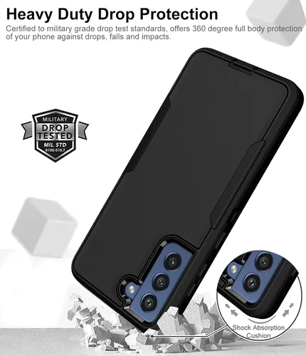 Miniatura 7 de Funda para Samsung Galaxy S21 FE 5G y protector de pantalla de vidrio, cubierta de puerto a prueba de polvo, protección de cuerpo completo, funda