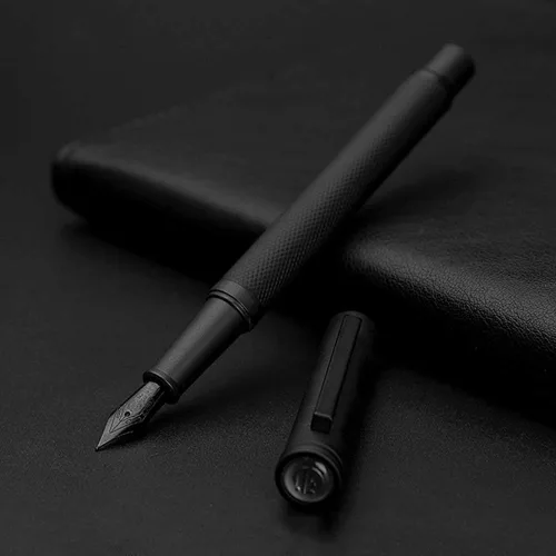 Miniatura 2 de Pluma estilográfica de metal Hongdian Black Forest, hermosa textura de árbol, plumín mediano, pluma de escritura para oficina