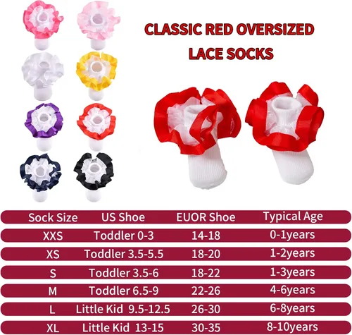 Miniatura 6 de TWINKLING AT DOWN Girls Socks Lace Princess Socks Ruffle Princess Dress Lace Socks For newbornsbabiestoddlerslittle Girls
