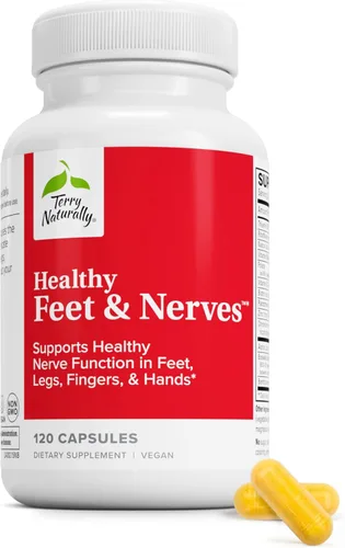 Terry Naturally Healthy Feet & Nerves - Suplemento herbal con vitamina B12 bioactiva - Suplemento de apoyo a la circulación y salud de los nervios -