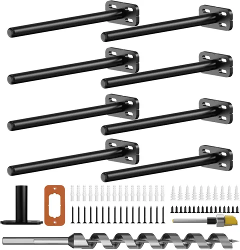 8 piezas de soportes de estante de pared resistentes para estantes flotantes ocultos, invisibles, negros, soportes de estante decorativos para