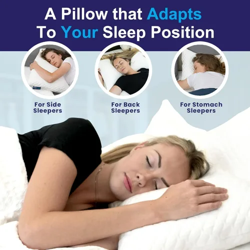 Miniatura 4 de Sidney Sleep Almohadas curvas ajustables para soporte de cuello y hombros con relleno extra triturado, almohada de contorno cervical para personas