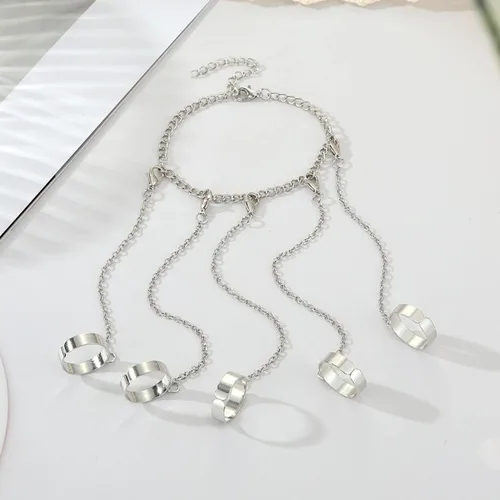 Miniatura 2 de Pulsera de cadena punk para mujer, ajustable, gótico, genial, apilable, arnés de mano, anillos de cadena, pulsera Eboy Egirls Hiphop Rock