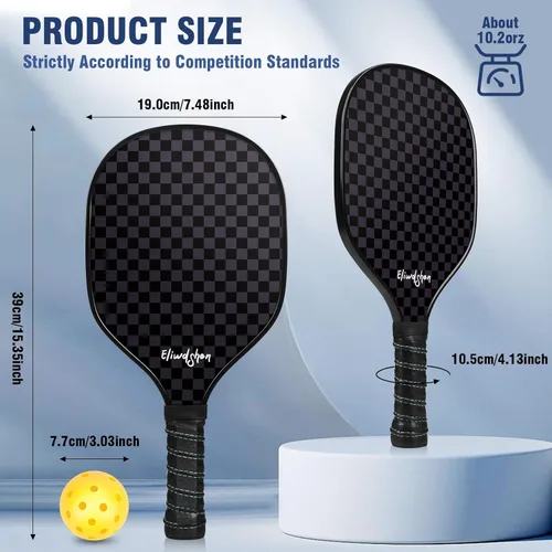 Miniatura 2 de Juego de palas de pickleball Eliwdshen de 2 o 4 con pelotas de pickleball y bolsa Las raquetas están fabricadas según los estándares de USAPA