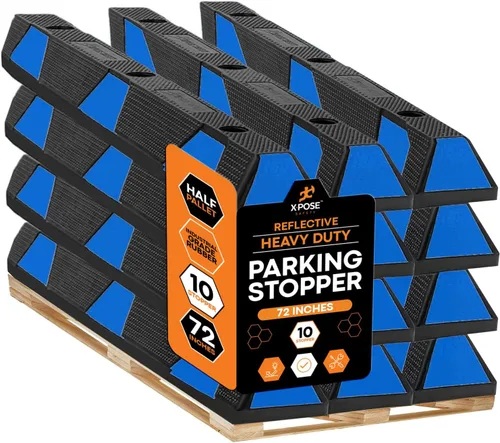 Miniatura 25 de Xpose Safety Tope de goma resistente de 22 pulgadas para estacionamiento, paquete de 2 bloques de ruedas para garaje, entrada o rampa, tope