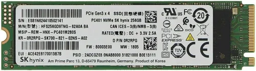 SK Hynix SSD M.2 de 256 GB (unidad de estado sólido) NVMe PCIe Modelo: HFS256GD9MND-5510A BA - OEM