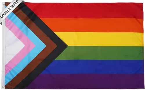 Miniatura 9 de SYII Progress Pride Rainbow LGBT - Bandera de jardín LGBT de 12 x 18 pulgadas, banderas gay transgénero de doble cara para pared de patio al aire
